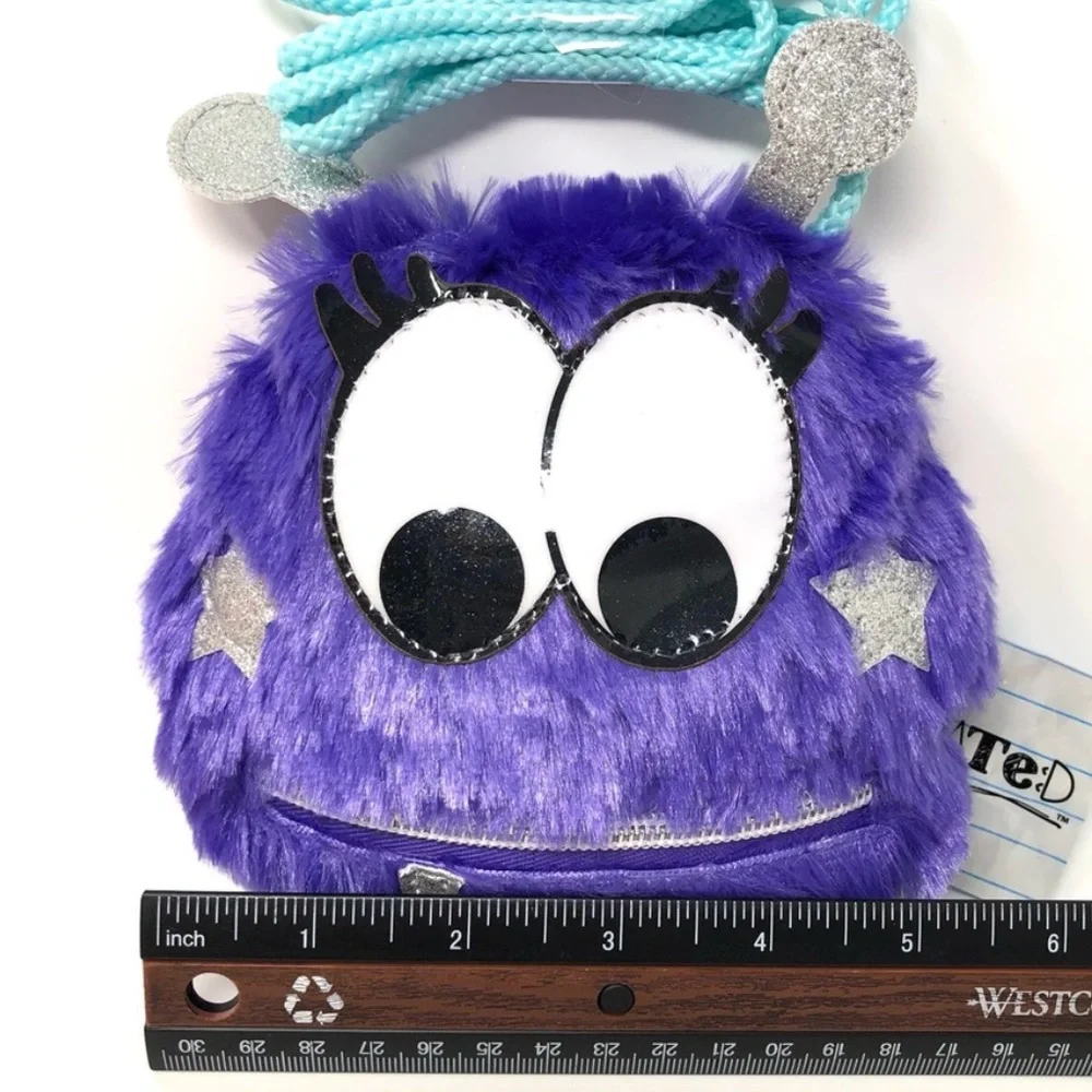PURPLE MONSTER It’s her own little FUZZY MONSTER Coin Purse by UNDERRATED NWOT